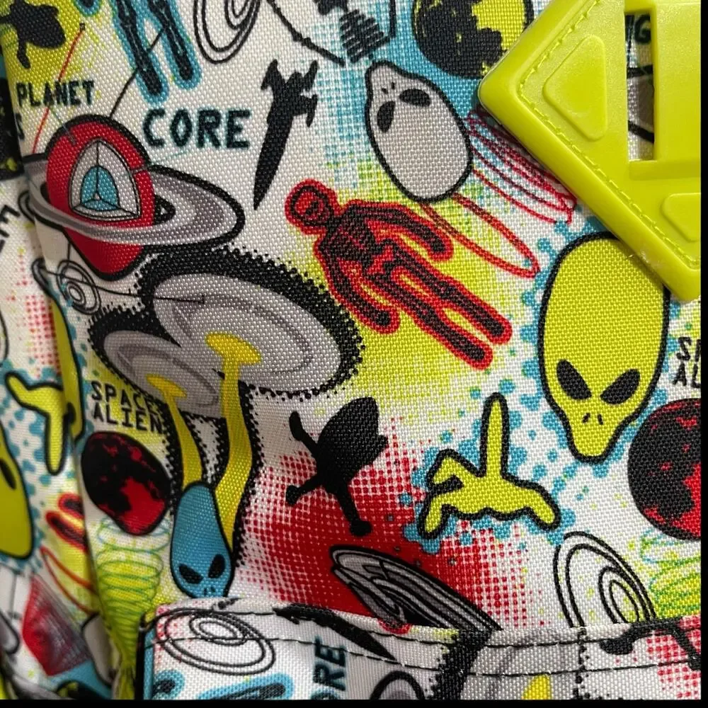 Space Alien Backpack Matching Pouch Neon UFO Outer Space Reflective Spaceman